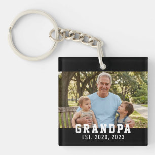 Black Grandpa Established Photo Key Ring