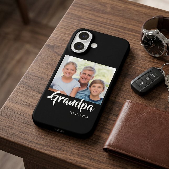 Black Grandpa Established Script Photo Case-Mate iPhone Case (Black Grandpa Established Script Photo Phone Case)