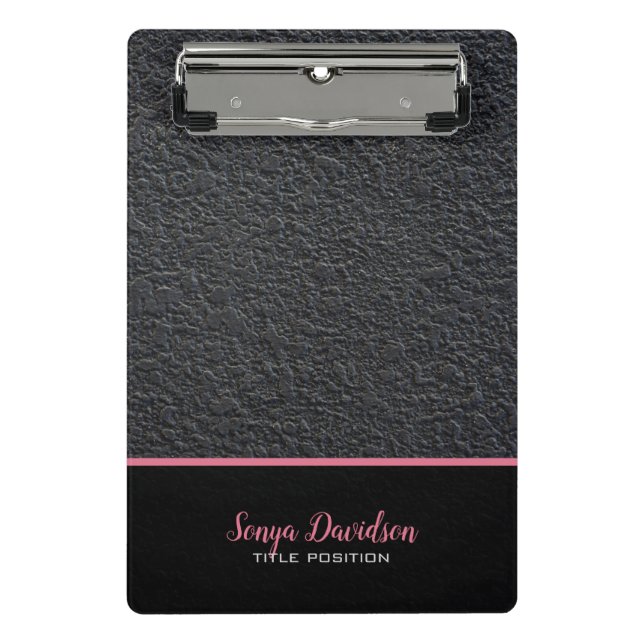 Black Granite And Pink Stripe Mini Clipboard (Front)