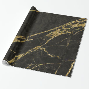 Black Granite & Gold Veins 4 Wrapping Paper