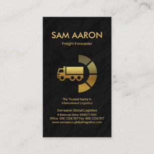 Black Granite Grunge Gold Truck Global Transport Business Card