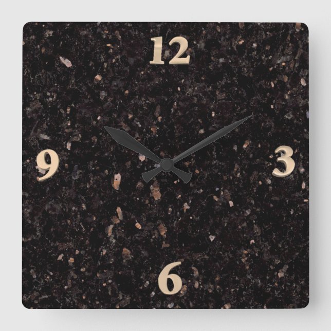 Black Granite Square Wall Clock (Front)