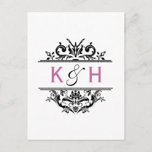 Black & Grape Crest Save the Date Postcard