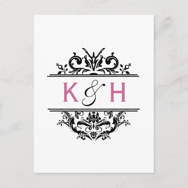 Black & Grape Crest Save the Date Postcard (Front)