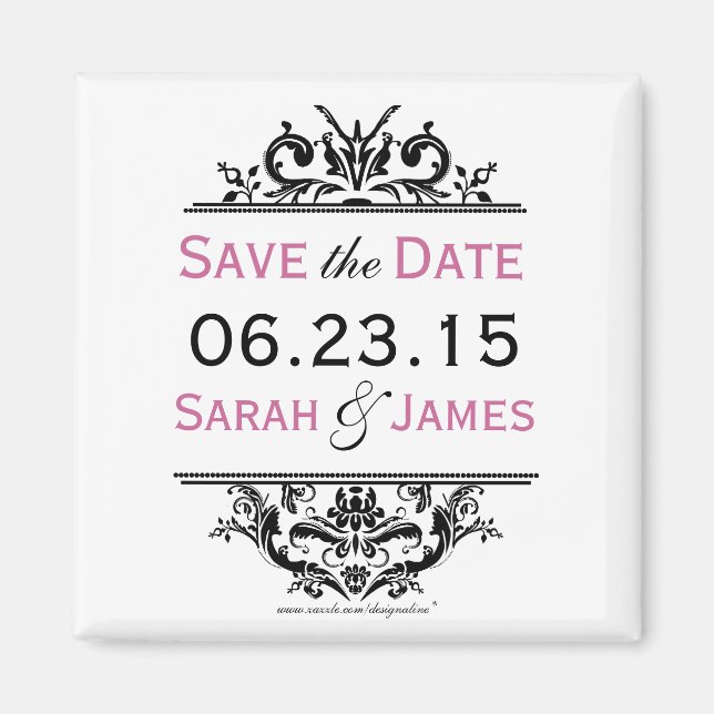 Black & Grape Save the Date Magnet (Front)