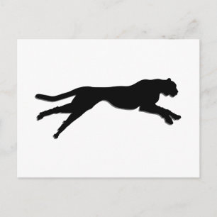Black graphic art cheetah postcard