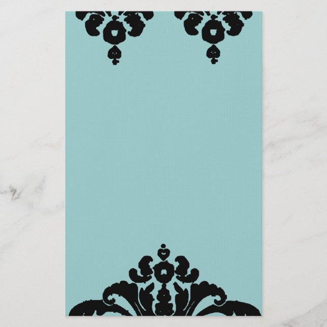 Black Graphic On Aqua Blue Modern Transitional Stationery (Front)