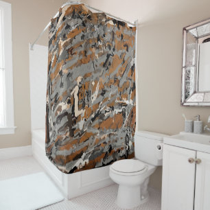 Black, Gray and Caramel Abstract Shower Curtain