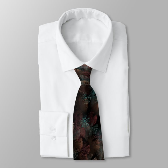 Black Gray And Colorful Fireworks Display Abstract Tie (Tied)