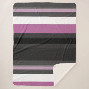 Black, Gray and White Stripes Sherpa Blanket