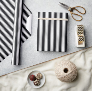 black, gray and white stripes wrapping paper