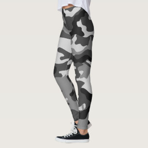 Black, gray army camouflage, graphic design, 019. leggings