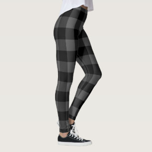 Black & Gray Checked Leggings