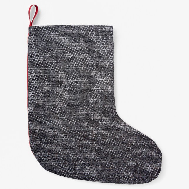 black gray cloth small christmas stocking (Front)