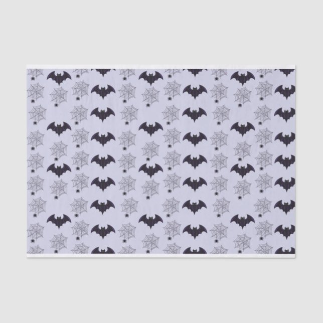BLACK & GRAY HALLOWEEN BATS & SPIDER WEBS TISSUE PAPER (Front)