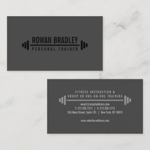 Black & Gray Minimalist Personal Trainer Fitness Business Card