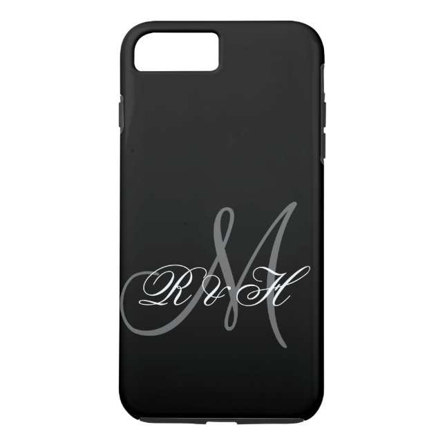 BLACK GRAY MONOGRAM INITIALS Case-Mate iPhone CASE (Back)