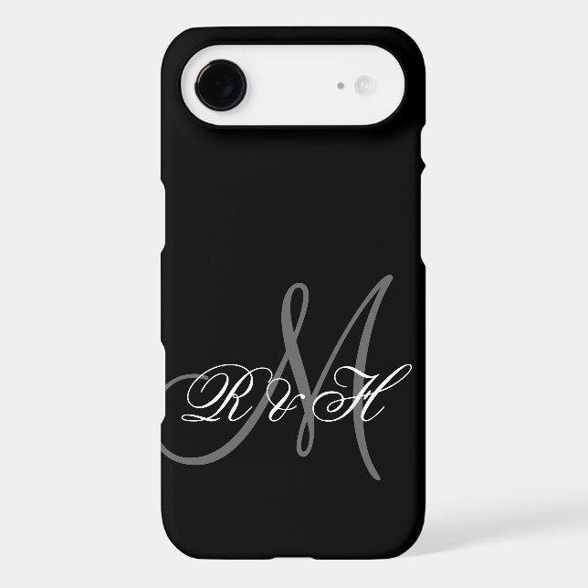 BLACK GRAY MONOGRAM INITIALS Case-Mate iPhone CASE (Back)
