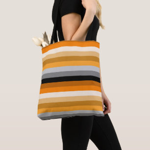 BLACK GRAY ORANGE YELLOW GEOMETRIC PATTERN TOTE BAG