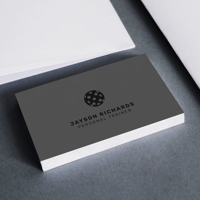 Black & Gray Pickleball Coaching Personal Trainer Business Card (Creator Uploaded)