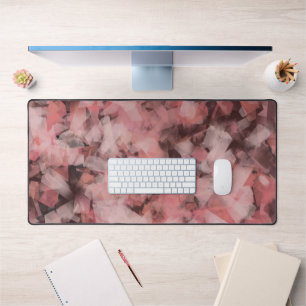 Black Gray Pink White Modern Geometric Abstract Desk Mat