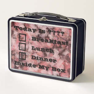 Black Gray Pink White Modern Geometric Abstract Metal Lunch Box