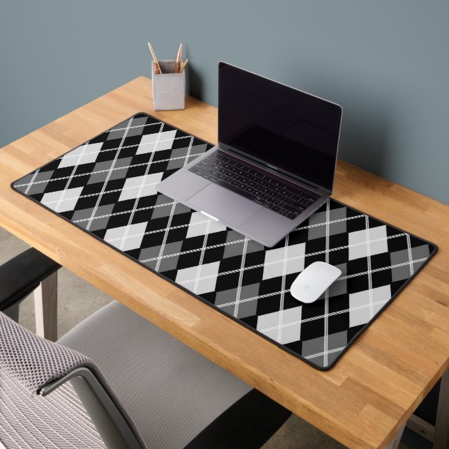 Black & Gray Seamless Argyle Pattern  Desk Mat (Office 2)