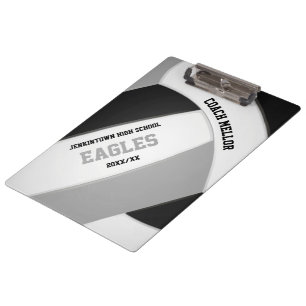 black gray team colors volleyball coach clipboard
