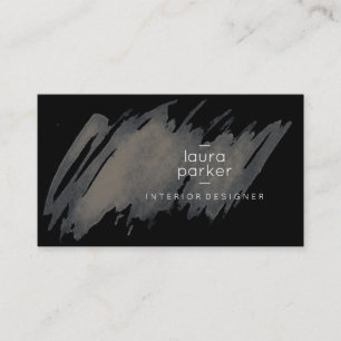 Black Gray Watercolor Splatter Abstract Modern Business Card