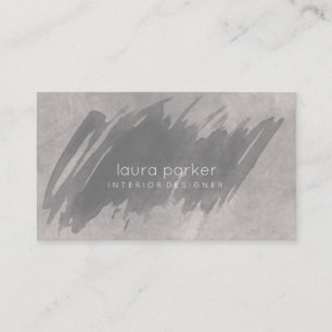 Black Gray Watercolor Splatter Stone Modern Business Card