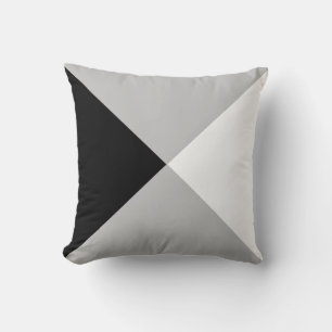 Black Gray & White Abstract Geometric Shape Throw Cushion