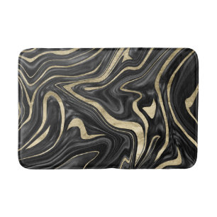 Black Gray White Gold Marble #1 Bath Mat