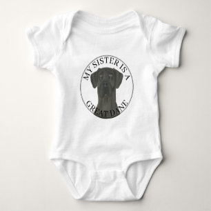 Black Great Dane Big SIster Baby Bodysuit