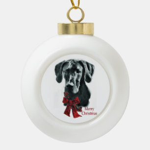 Black Great Dane Christmas Ceramic Ball Christmas Ornament