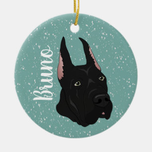Black Great Dane Christmas Ceramic Ornament