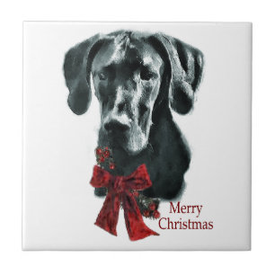 Black Great Dane Christmas Tile