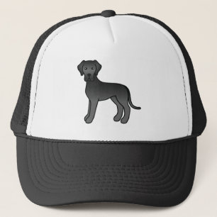 Black Great Dane Dog Cartoon Illustration Trucker Hat