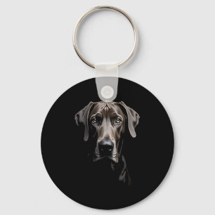 Black Great Dane Dog Great Dane Face Key Ring