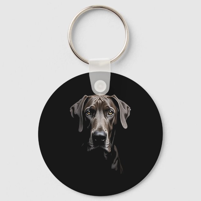 Black Great Dane Dog Great Dane Face  Key Ring (Front)
