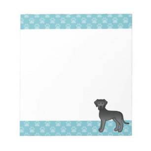 Black Great Dane Dog Illustration And Blue Borders Notepad