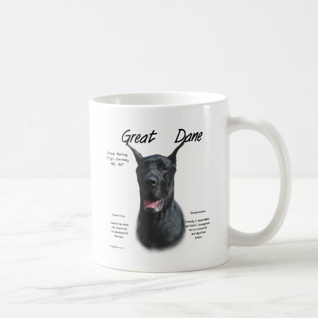 Black Great Dane History Design Coffee Mug (Right)