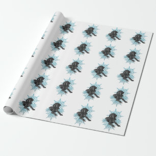 Black Great Dane Laying in the Snowflakes Wrapping Paper