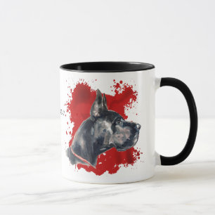 Black Great Dane Red Abstract Background Mug