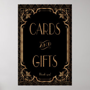 Black Great Gatsby Art Deco Cards & Gifts Sign