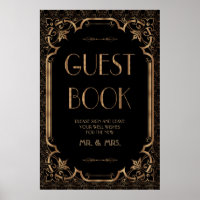Black Great Gatsby Art Deco Guest Book Sign