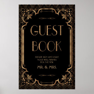 Black Great Gatsby Art Deco Guest Book Sign