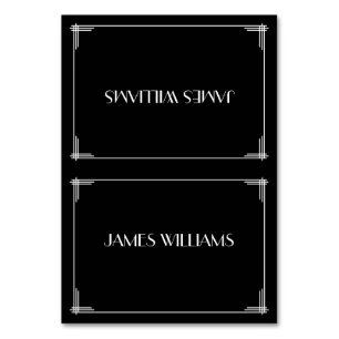 Black Great Gatsby Art Deco Place Setting Cards