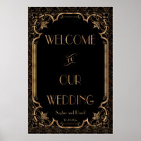 Black Great Gatsby Art Deco Wedding Welcome Sign