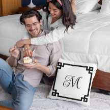 Black Greek Key Border Monogram