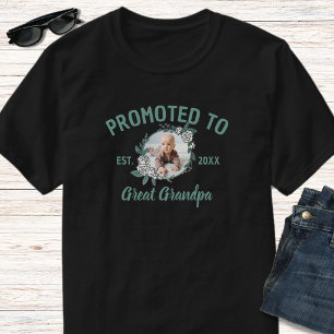 Black & Green 1 Photo Promoted To Great Grandpa T-Shirt